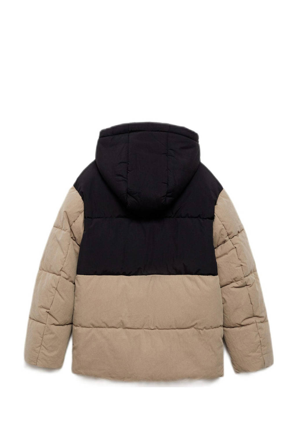 Mango Kids gewatteerde winterjas middenbruin/zwart