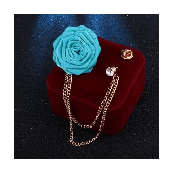 Coisas de Homem Rosa de Lapela com Corrente Verde (rosa_verde_corrente)