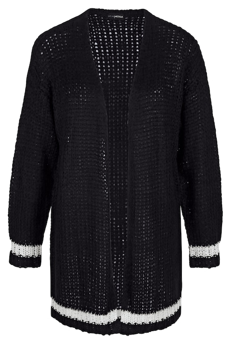 Strickjacke, offene Form, Streifenbündchen