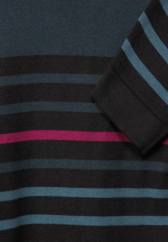 Gestreifter Strickpullover - Black