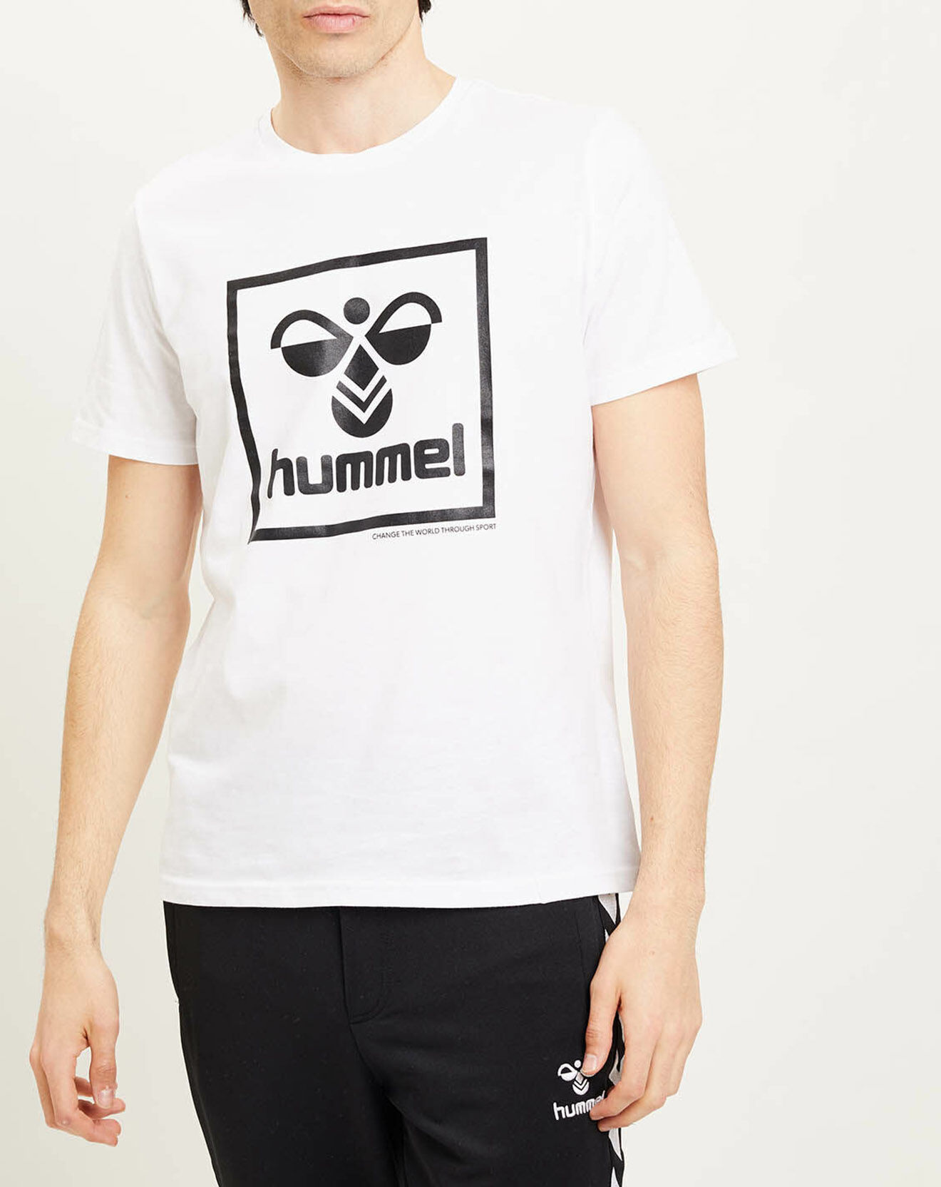 Hummel T-Shirt en Coton organique à gros logo blanc
