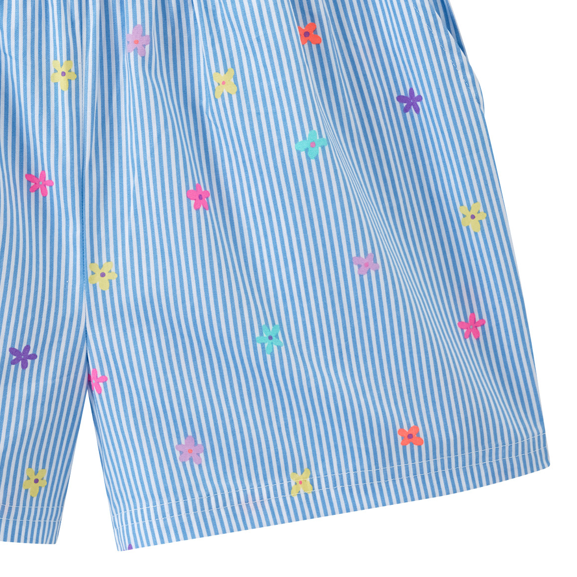 Mädchen Shorts mit Längsstreifen weiss / hellblau