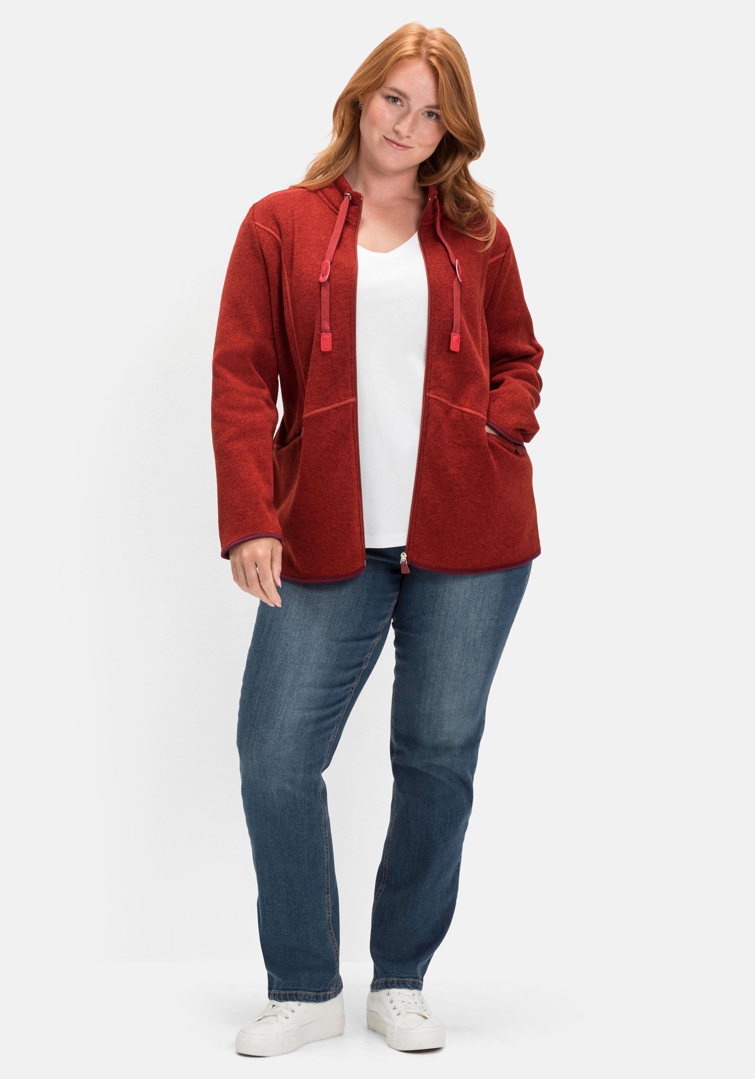 Strickfleecejacke mit Stehkragen