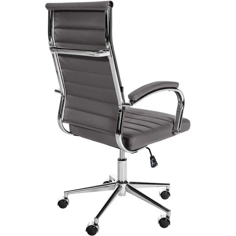 CLP Bureaustoel Mollis chroom Frame - Echt leer - grijs