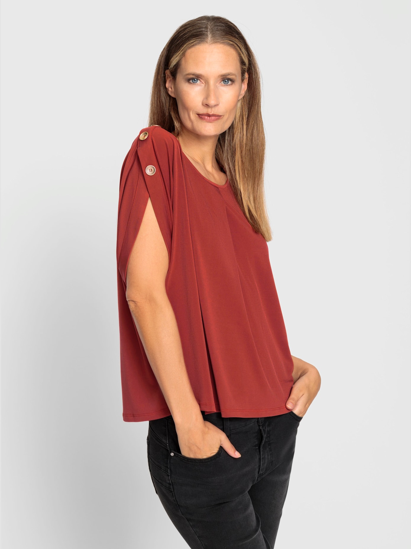 T-shirt boutons fantaisie dorés