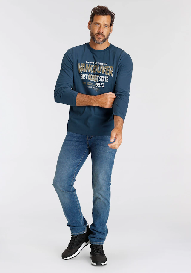 Man's World Langarmshirt , Langarm,  bedruckt,  Rundhalsausschnitt,  aus Baumwolle