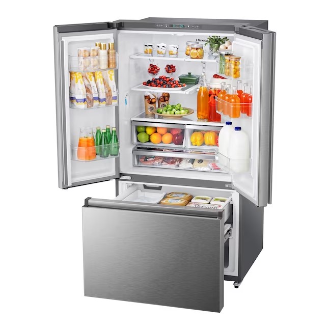 Refrigerador Hisense French Door de 26,6 pés cúbicos com máquina de gelo (aço inoxidável resistente a impressões digitais) ENERGY STAR