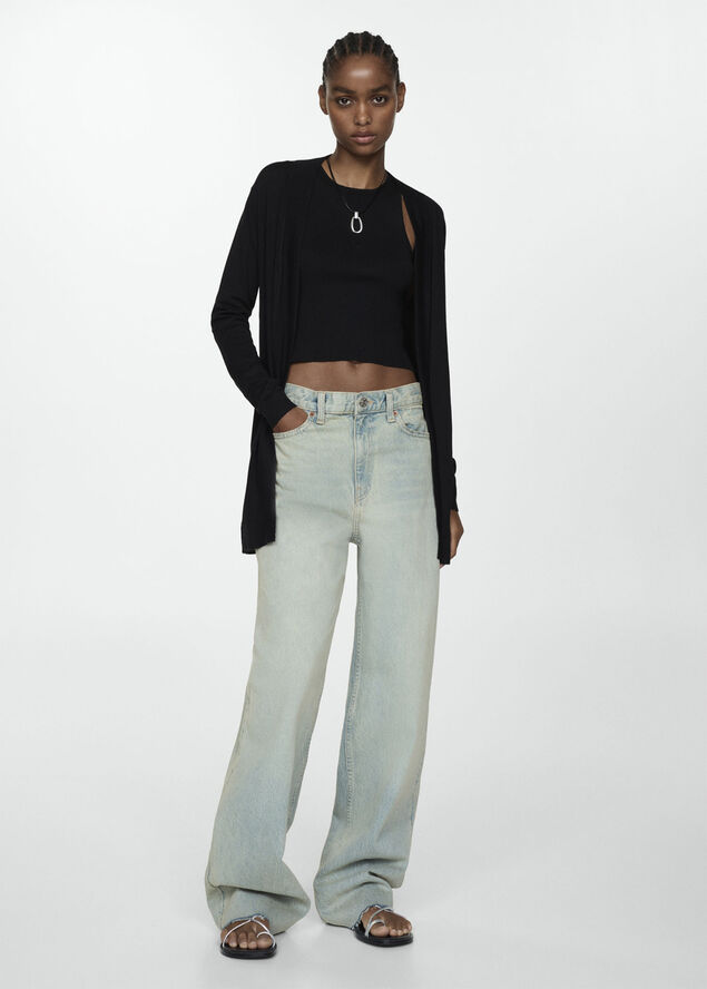 MANGO Fine-knit cardigan Black