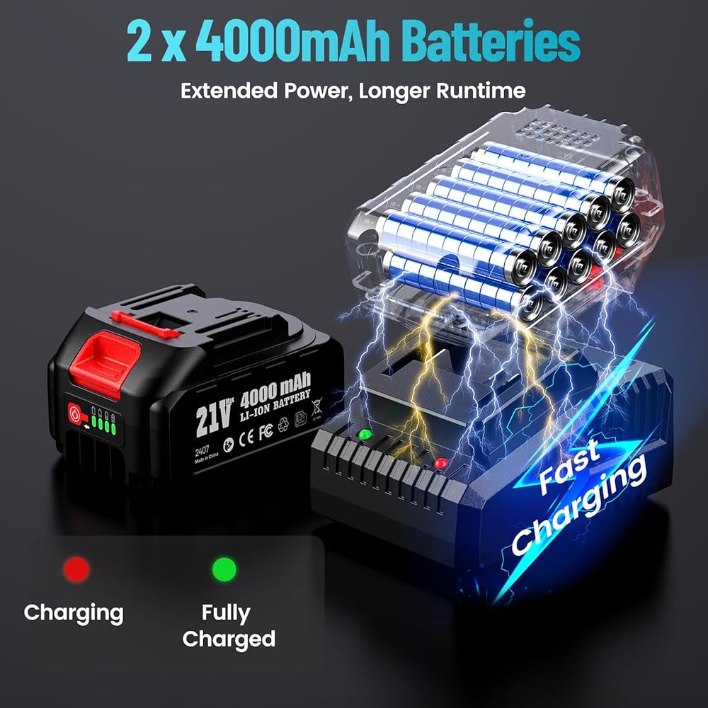 Uaoaii Clé à Chocs sans fil Brushless 1000 Nm Boulonneuse à Choc Électrique Batterie 4000mAh Adaptateur Visseuse à Chocs 5 Douilles incluses Puissance et Facilité pour Boulonner et Déboulonner : Bricolage