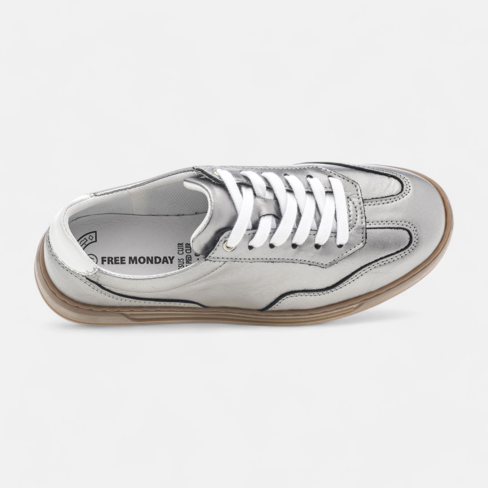 Baskets basses Femme en cuir plomb