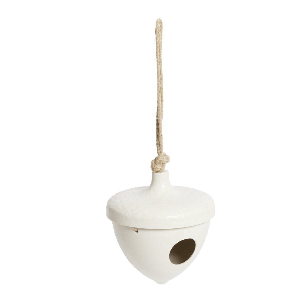 Nichoir oiseau forme gland Ø16,4xH18,7cm fibre de bambou blanc