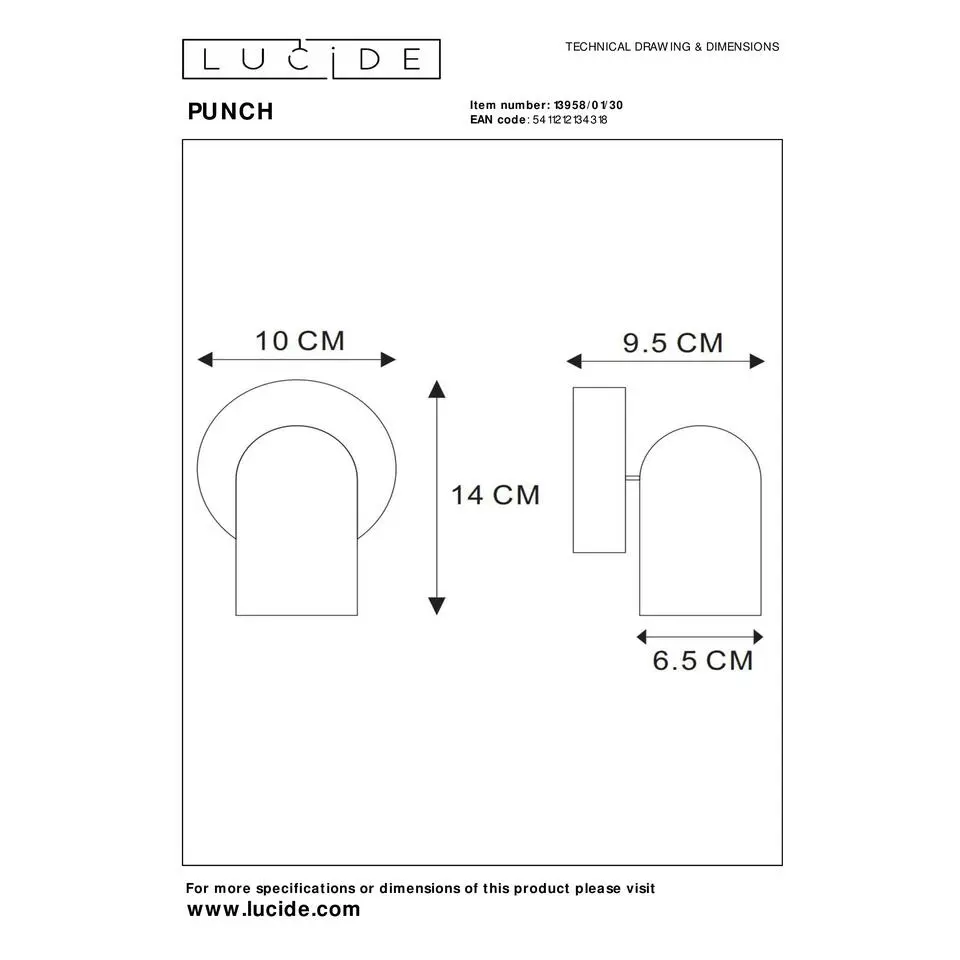 Lucide PUNCH Plafondspot - Zwart