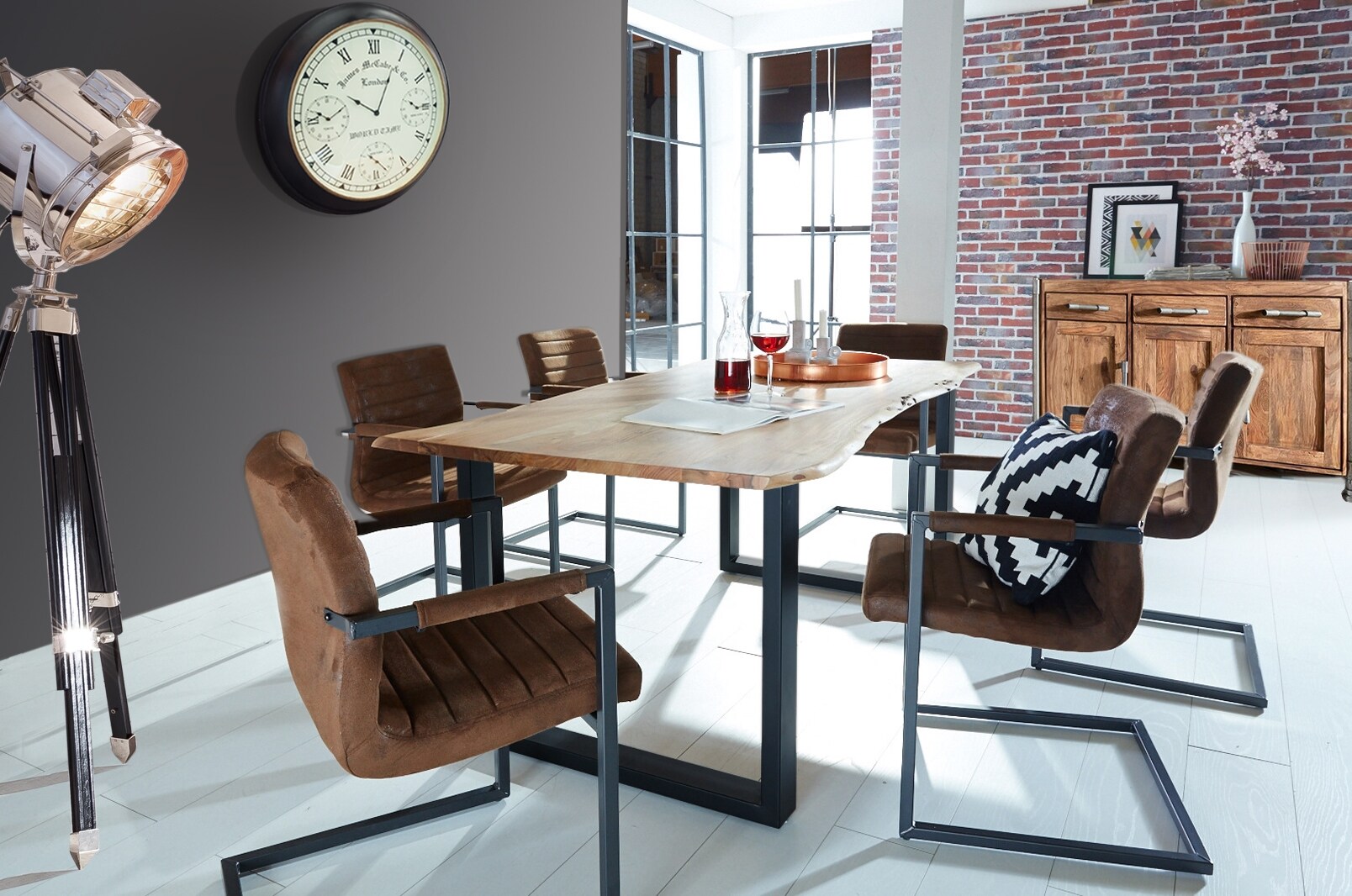 Tisch 200x100 Akazie Stahl Holztisch Esstisch Speisetisch Küchentisch Esszimmer