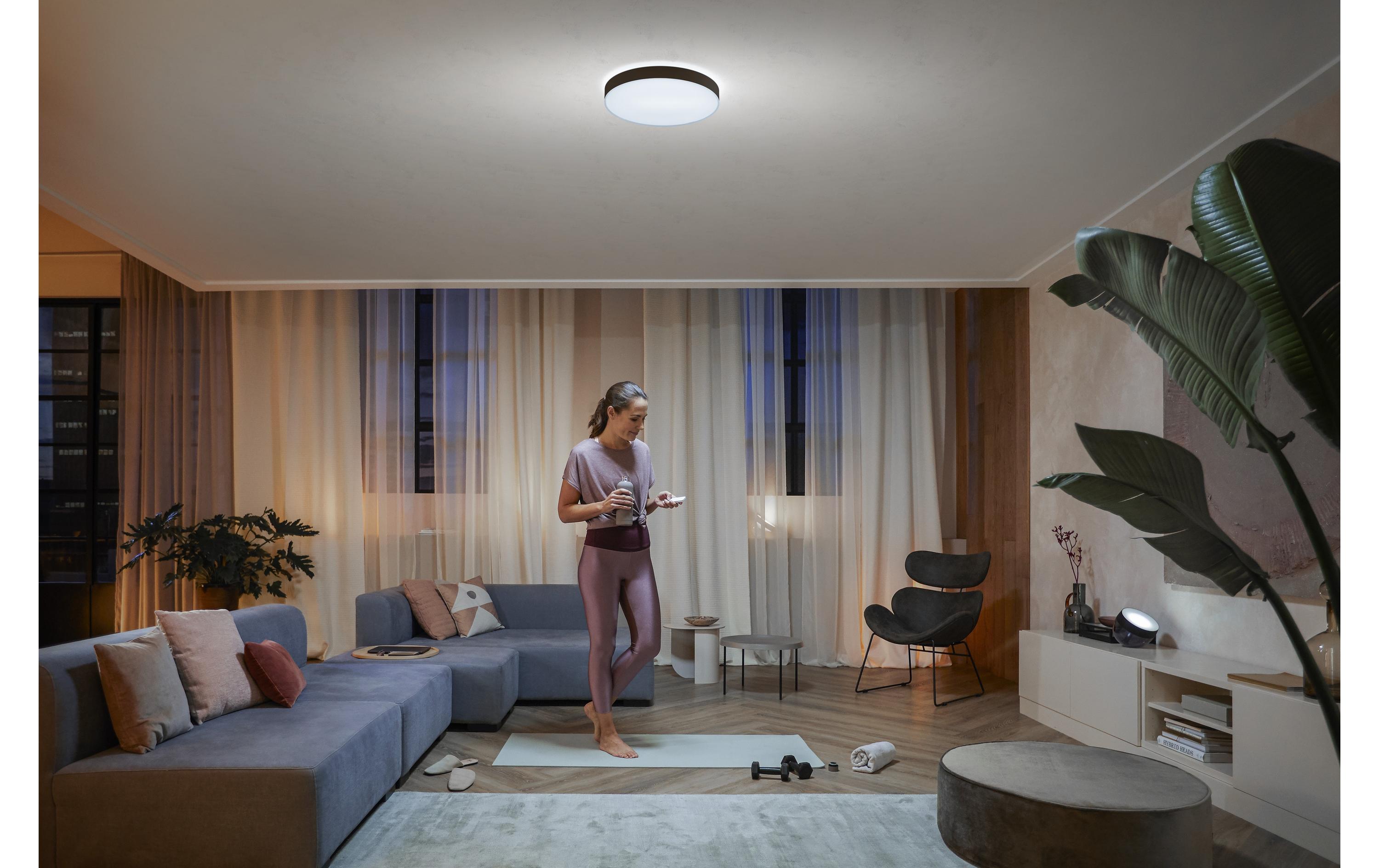 White Amb. Enrave Deckenleuchte L schwarz 3300 lm + Dimmer<br>Deckenlampe steuerbar mit Philips Hue