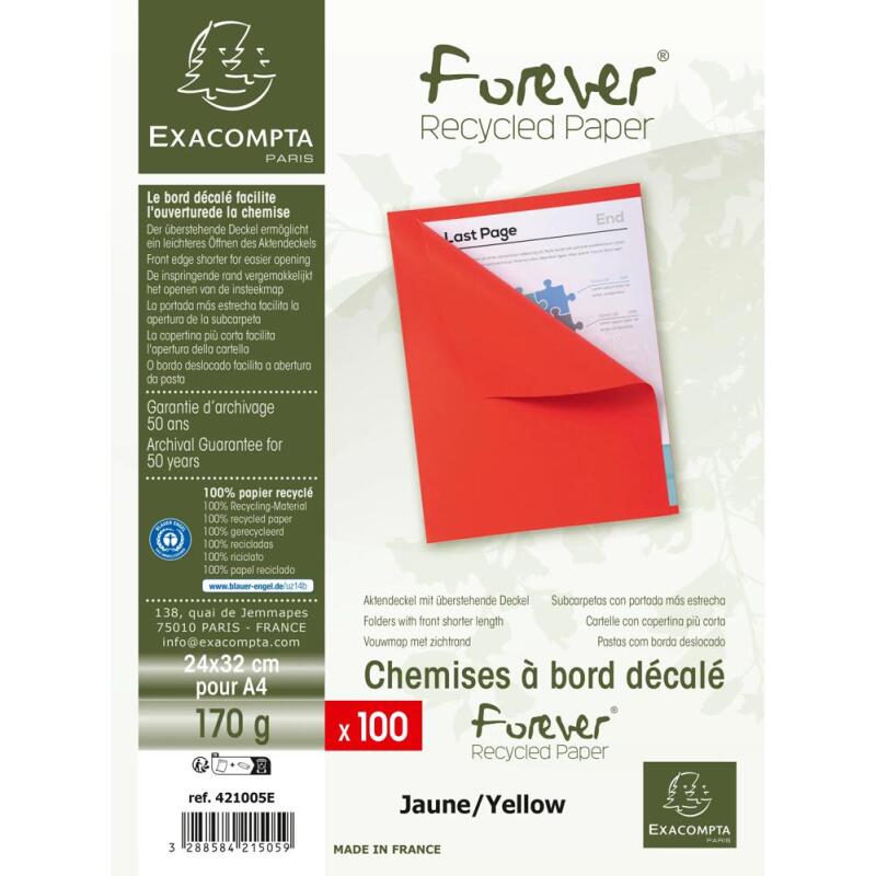 Paquet de 100 chemises Forever® 170 à bord décalé - 24x32cm