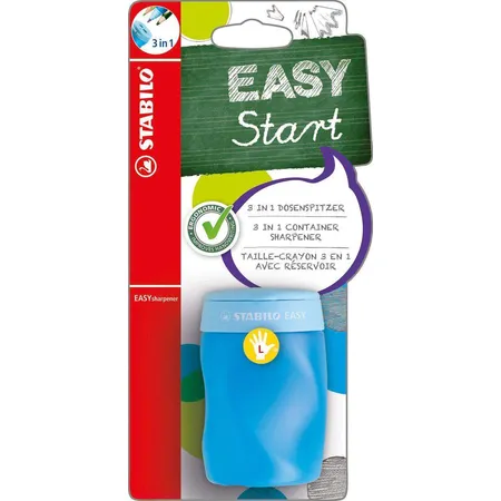 Ergonomischer Dosen-Spitzer für Linkshänder - STABILO EASYsharpener - 3 in 1 - blau