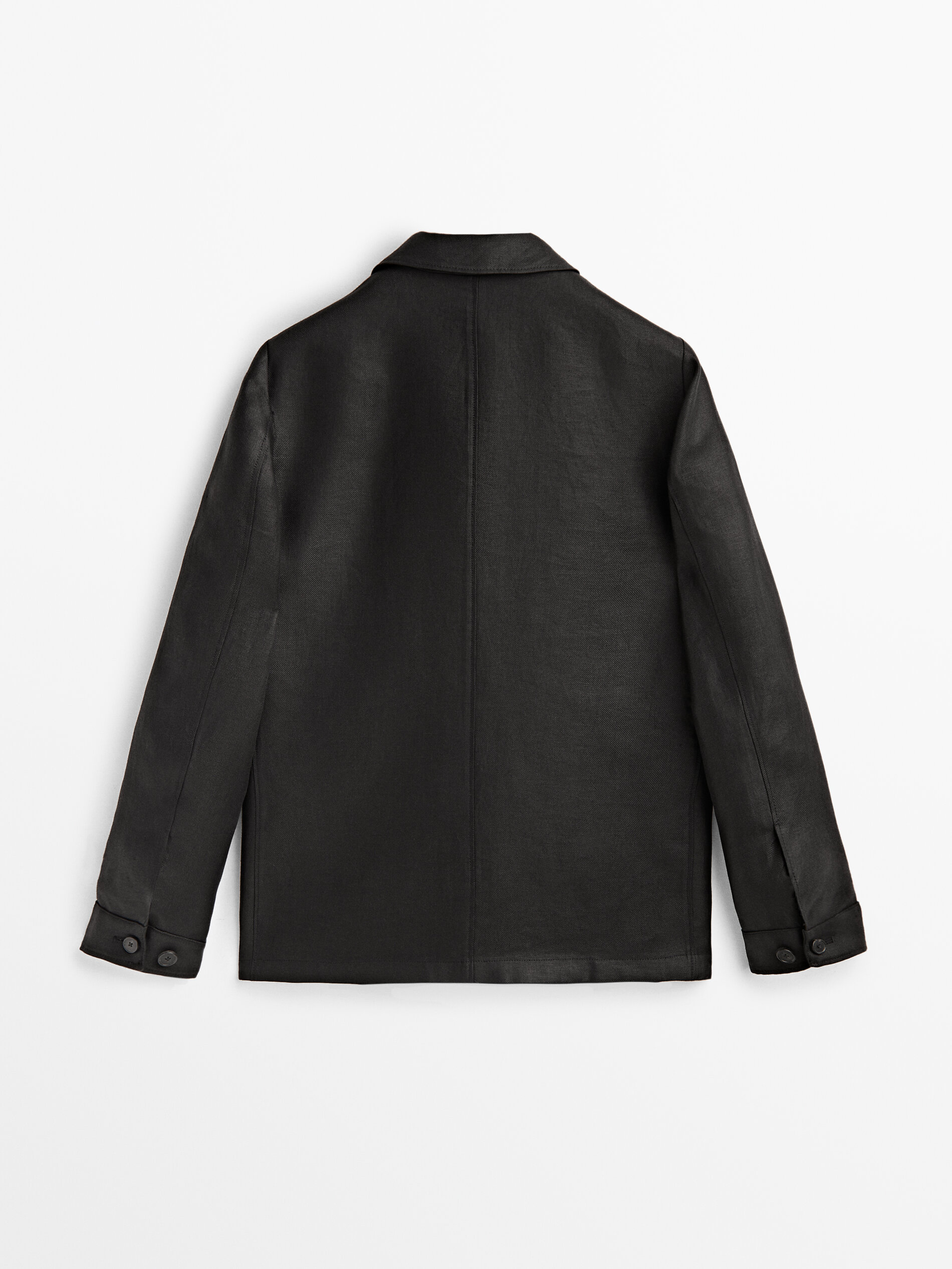 Sobrecamisa sarga 100% linho - PRETO