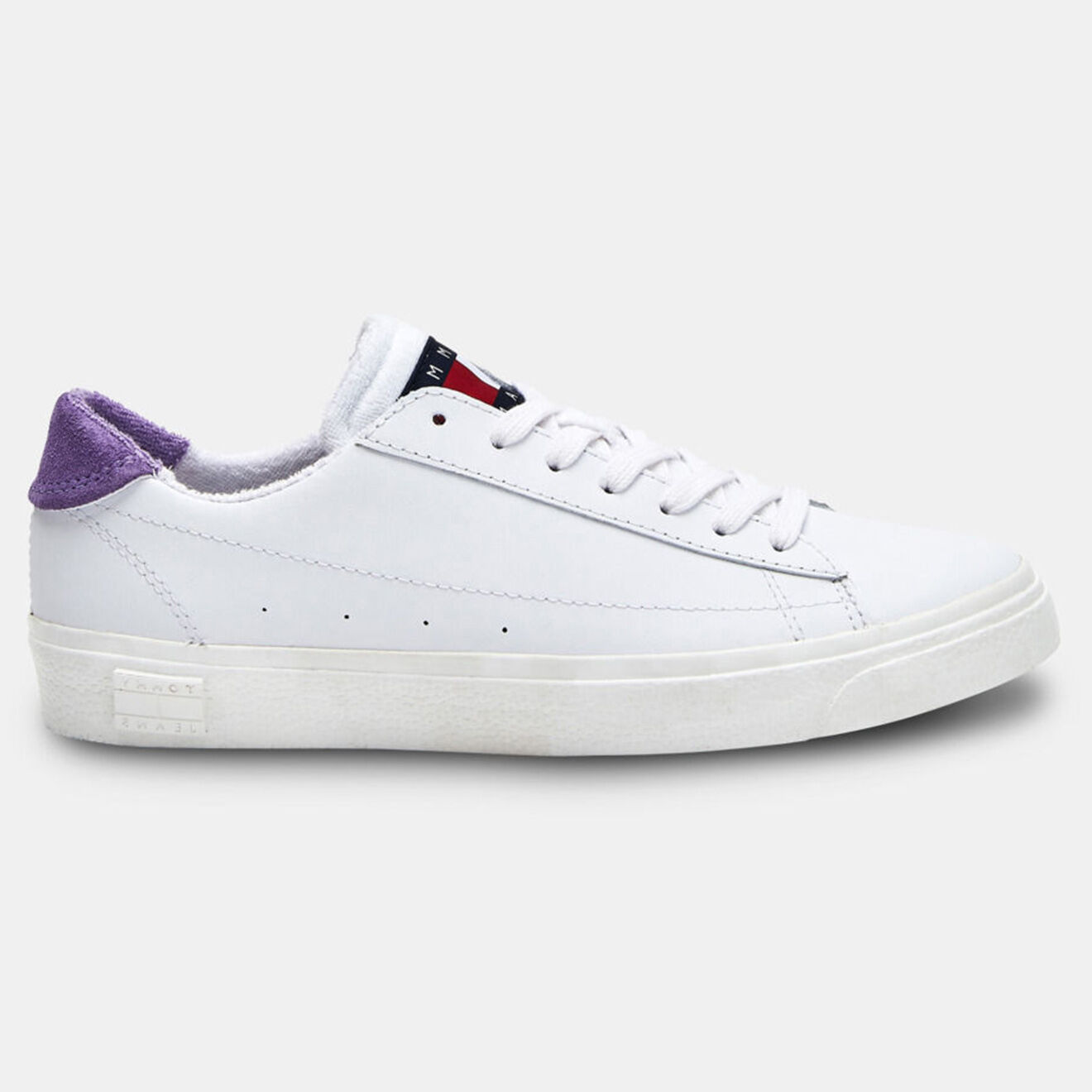 Tommy Jeans Baskets en Cuir blanc/violet