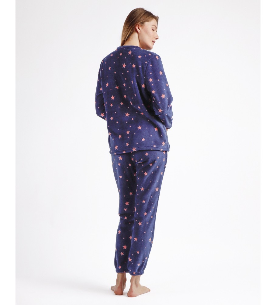 Pijama mágico de manga comprida e quentinho da Admas, na cor azul marinho.