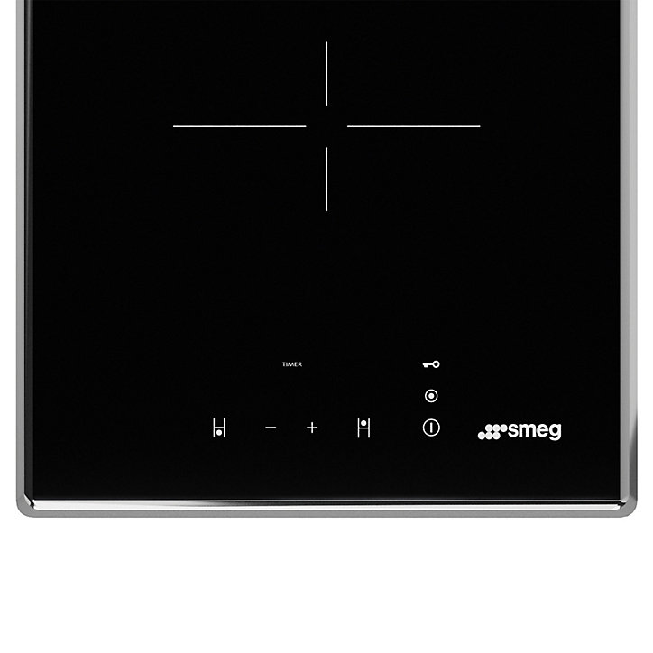 Plaque de cuisson en vitrocéramique 2 foyers Universel l. 30 cm SE232TX1 Smeg noir et cadre inox