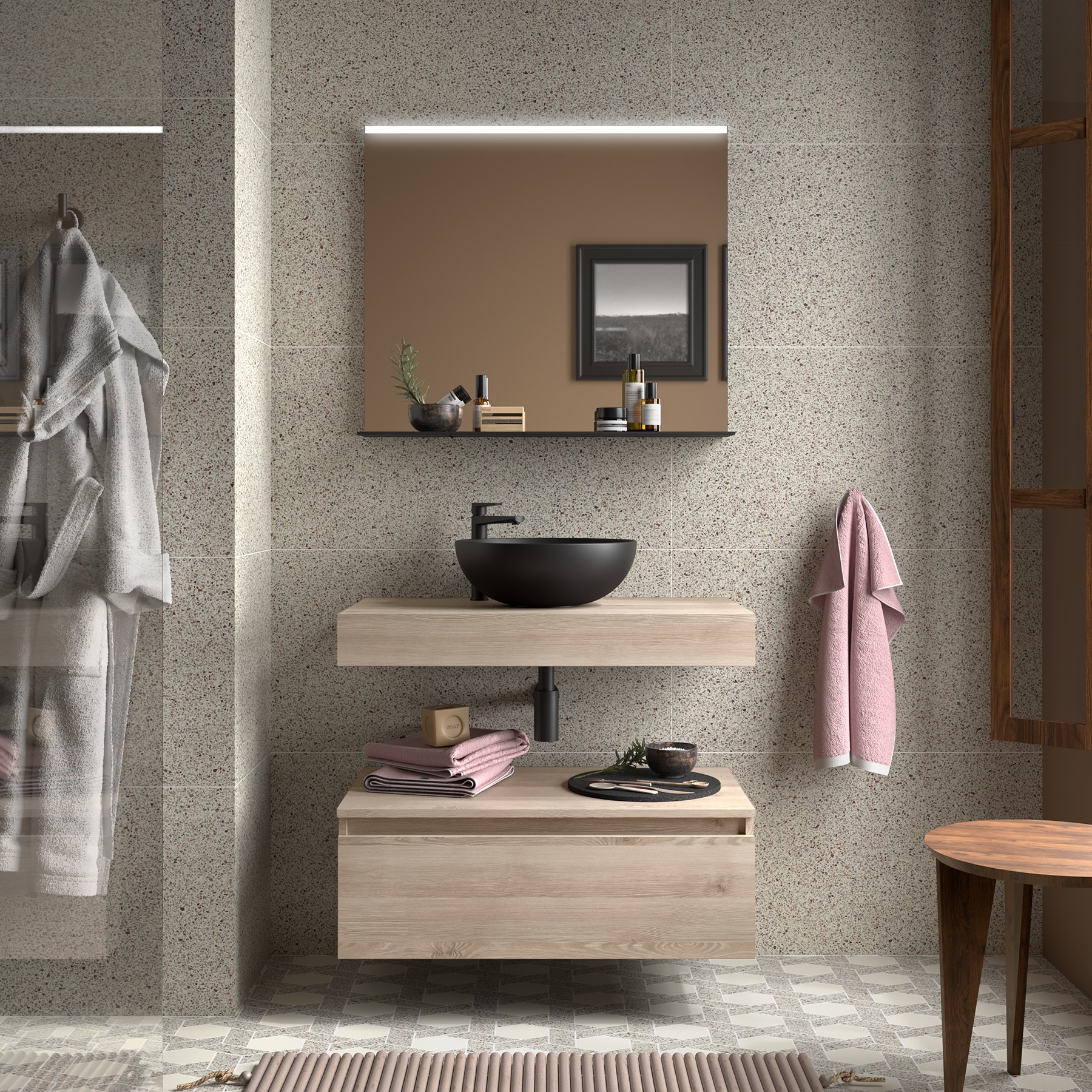 Muebles Hoyo wastafelblad 60cm licht eiken