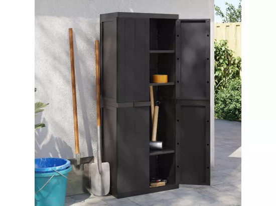Armoire de rangement d'extérieur noir 65x37x165 cm PP