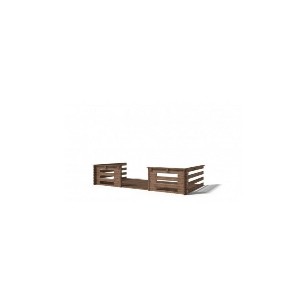 Abri de jardin en bois - 4x3 m - 20 m2 + terrasse avec balustrade et avant-toit en bois - traité