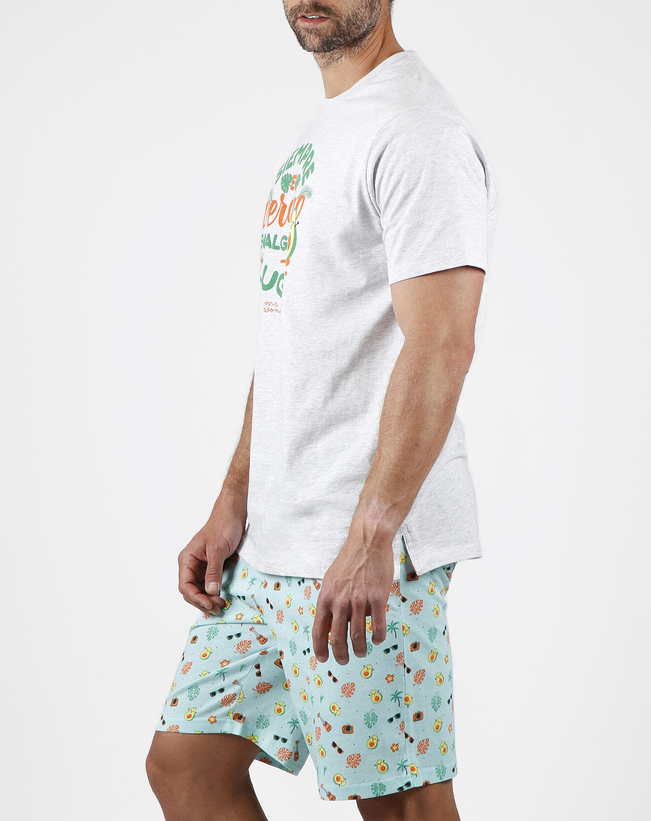 Mr Wonderful Pyjama T-Shirt & Short Valentin Wenceslas gris/vert