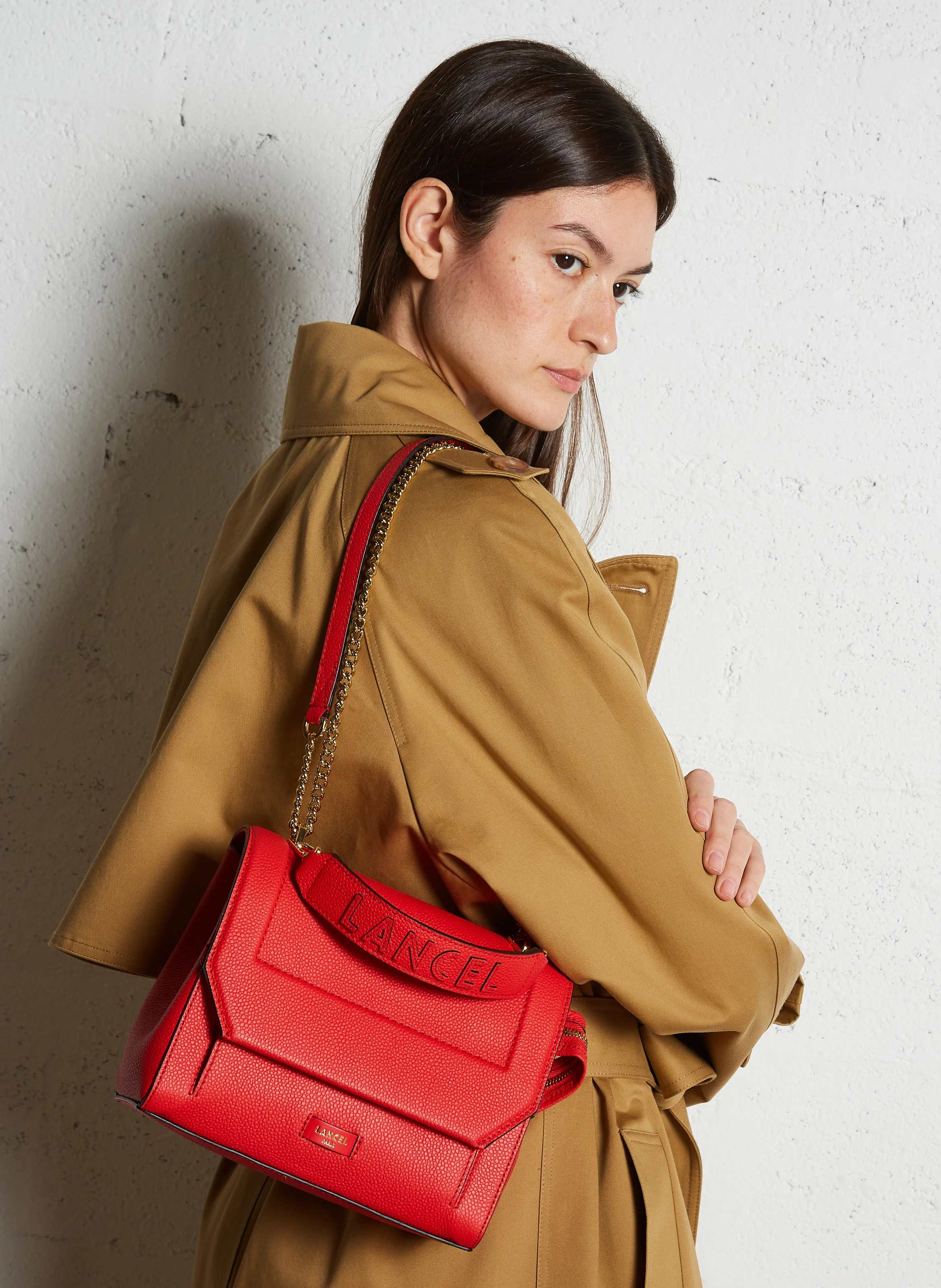 NINON M - Sac à rabat en cuir grainé | Rouge