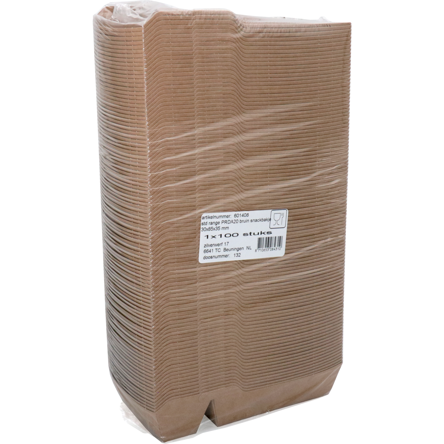 Bak, Karton, A14+1/A20, snackbak, 145x85x35mm, bruin