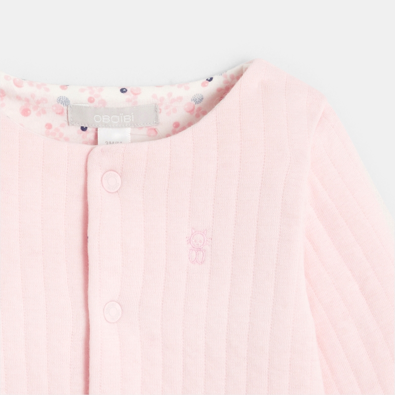 Cardigan en molleton rose naissance