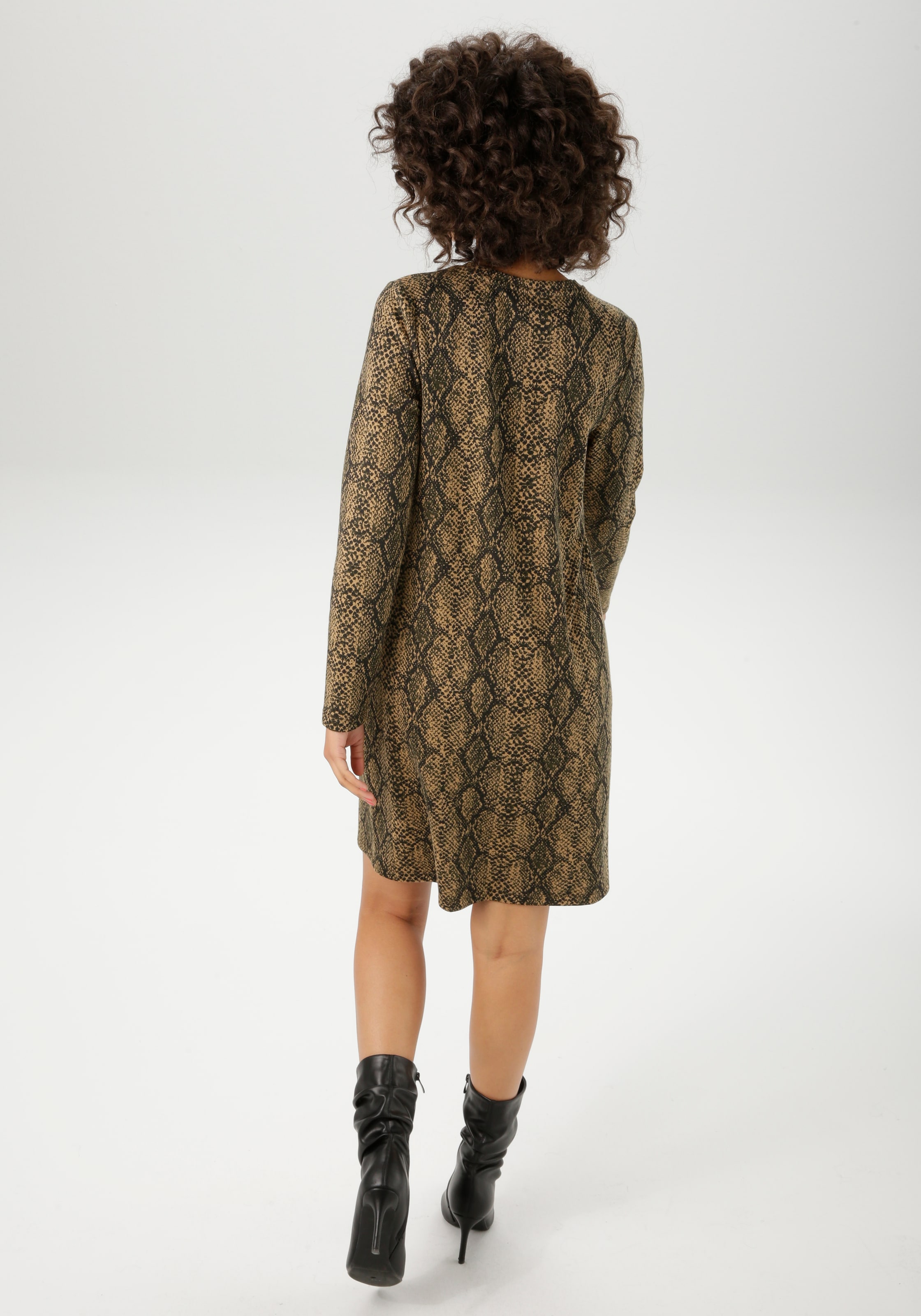 Aniston CASUAL Jerseykleid Faketaschen im extravagantem Schlangen-Muster - NEUE KOLLEKTION