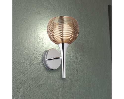 Wandlamp, 1-lichts, HxBxD 29,5x16x17,5 cm, Relax brons chroom