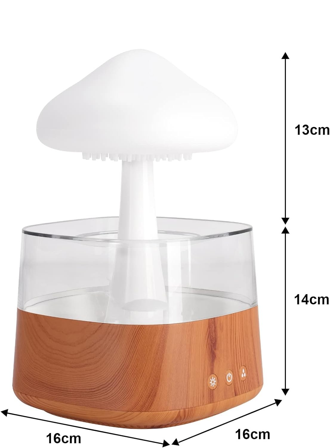 (450ml) USB Pilz Luftbefeuchter Wassertropfen Aroma Öl Diffuser Regen Wolke mit LED Beleuchtung inkl. Fernbedienung - Weiss / Braun