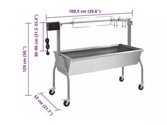 Rôtissoire pour barbecue électrique Acier inoxydable