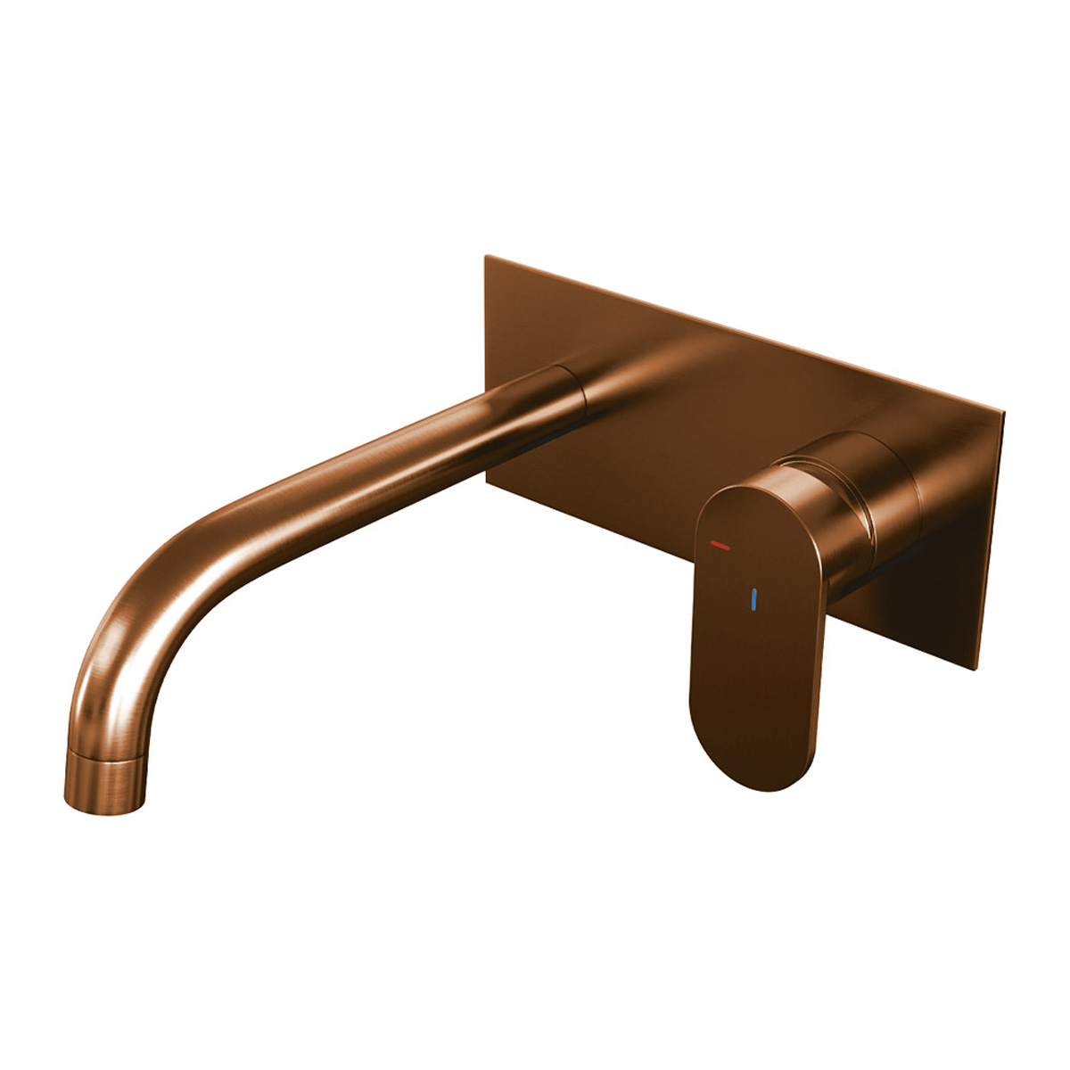 Brauer Copper Edition ColdStart wastafelkraan inbouw gebogen uitloop met achterplaat model C1 koper geborsteld PVD