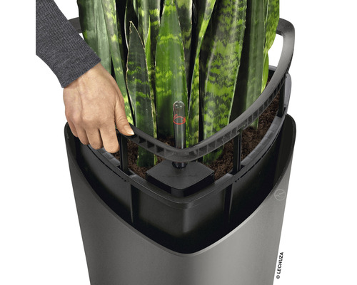 Lechuza Delta plantenbak Ø 30 cm H 56 cm wit incl. zelfbewateringssysteem, plantenbak, substraat en waterniveau-indicator