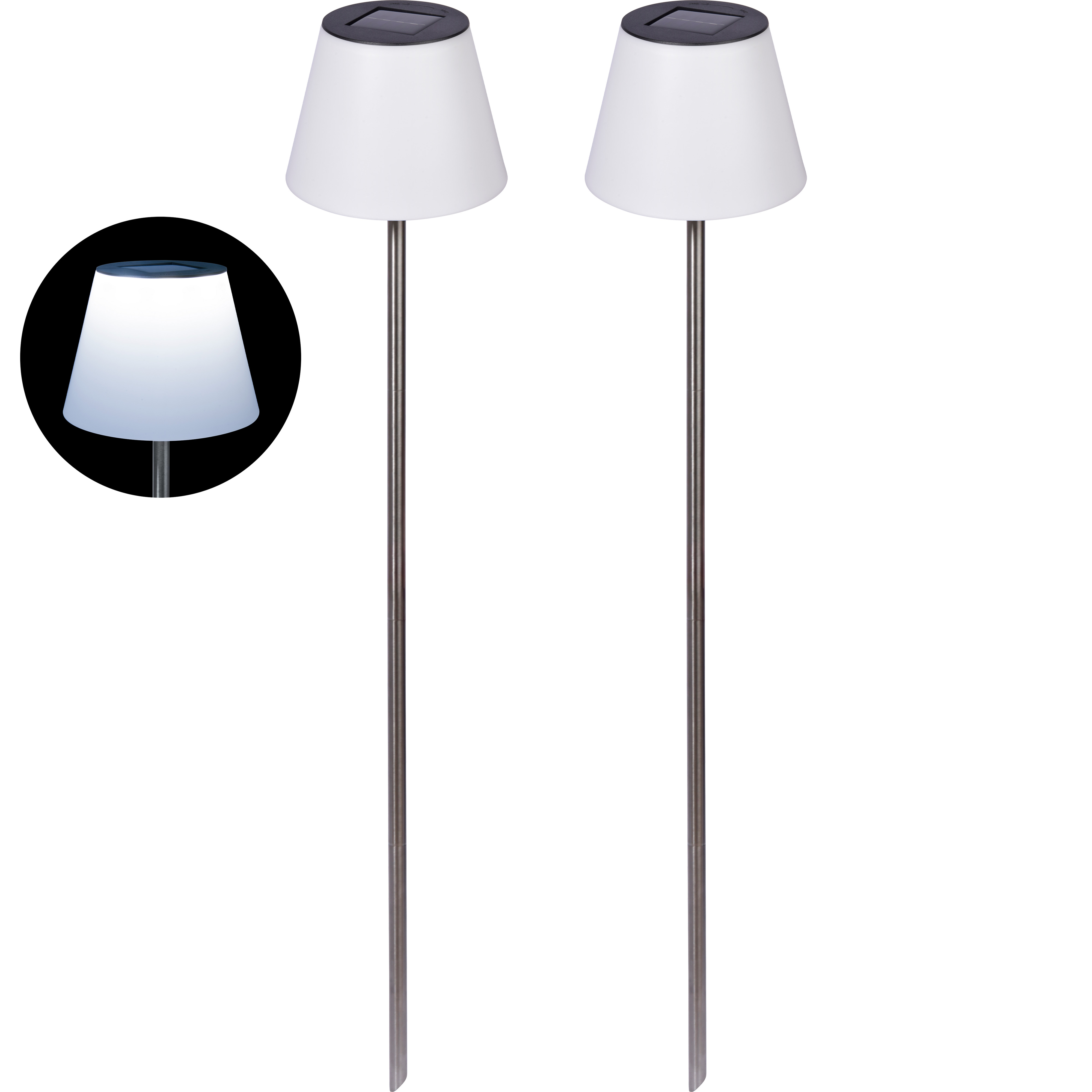 dobar Solar Standleuchte Garten 2er Set, 18x18x90 cm