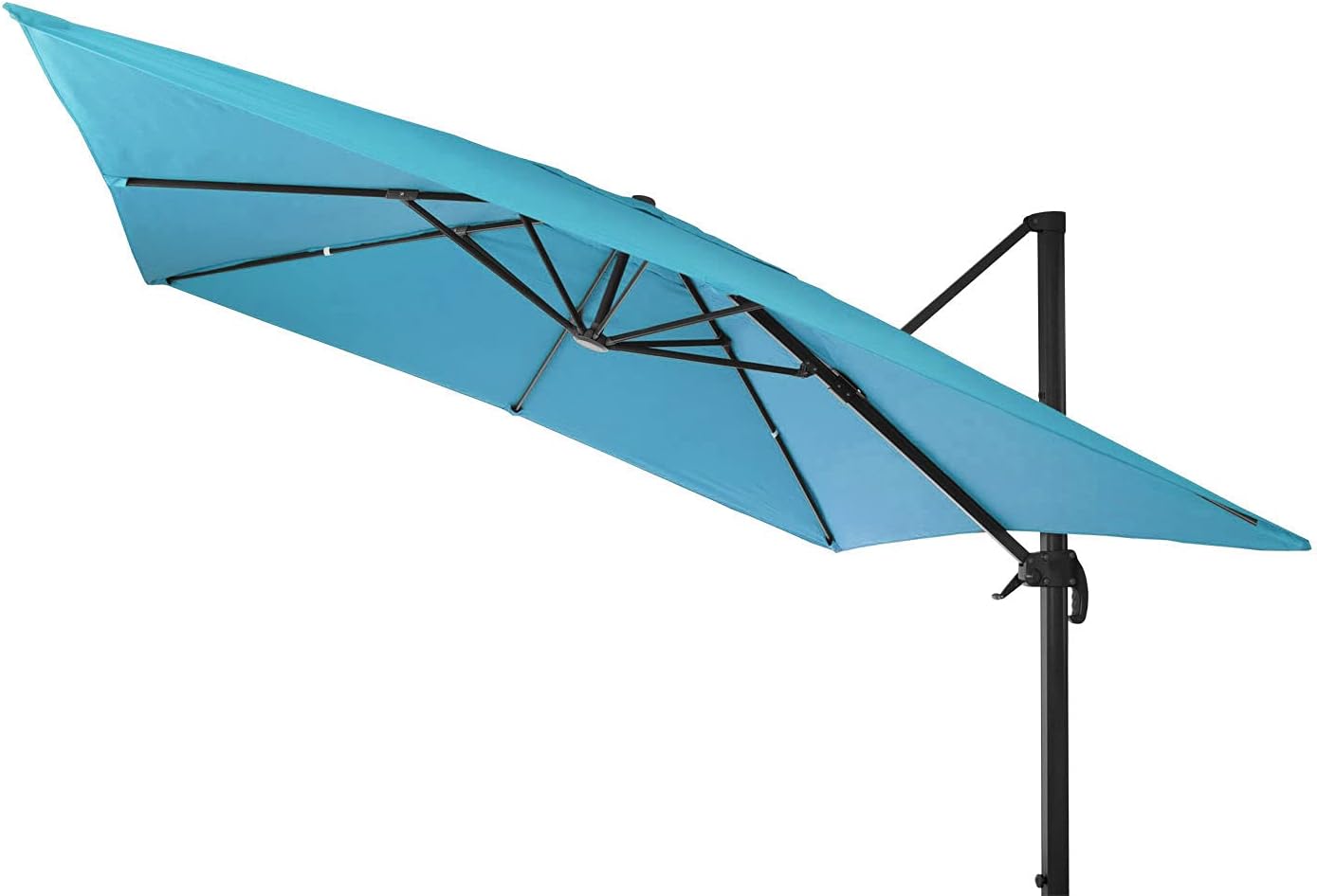 Mendler Gastronomie-Ampelschirm HWC-A96, Sonnenschirm 3x3m (Ø4,24m) Polyester Alu/Stahl 23kg mit Ständer drehbar