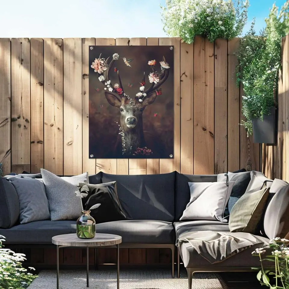 Tuinposter Hert - 80x60cm - Bruin