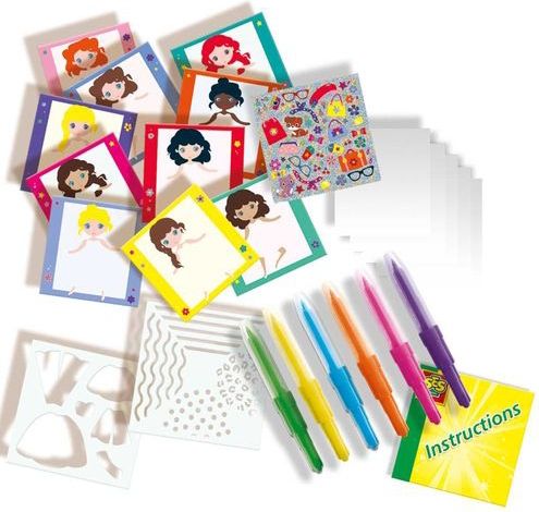 SES - Blow Airbrush Pens - Fashion Designer - 10 Fashion Kaarten - Inclusief Sjablonen en Glitter Stickers