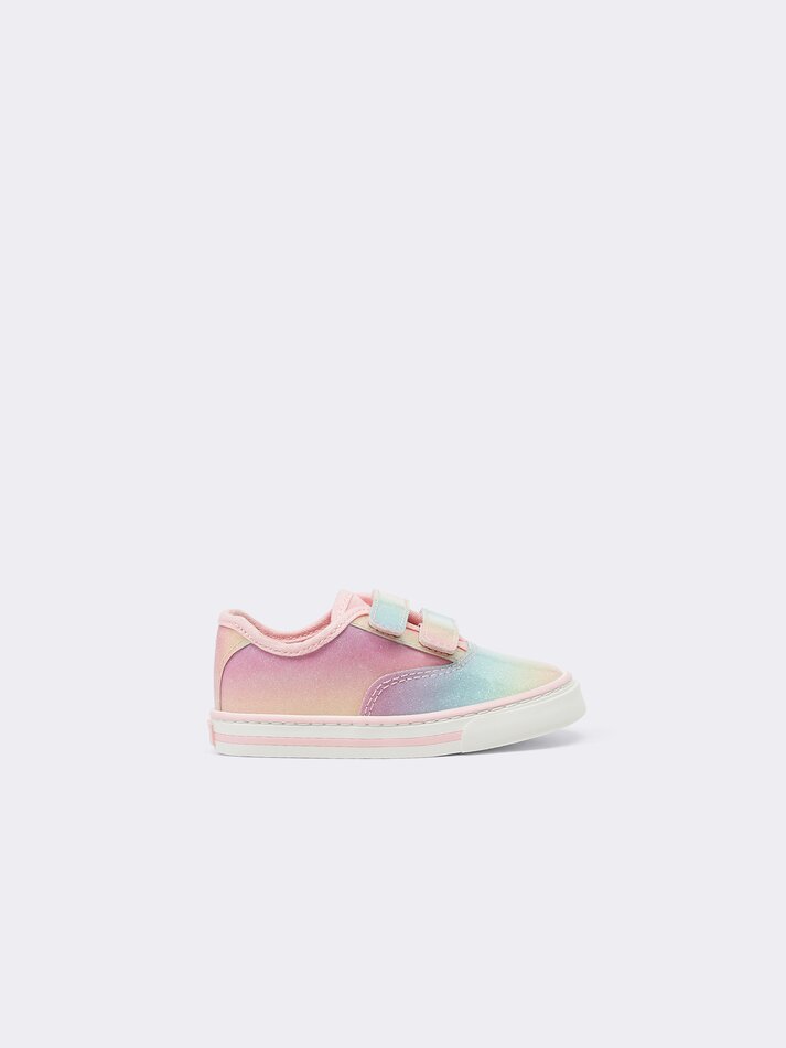 Tênis multicolorido com glitter - Rosa