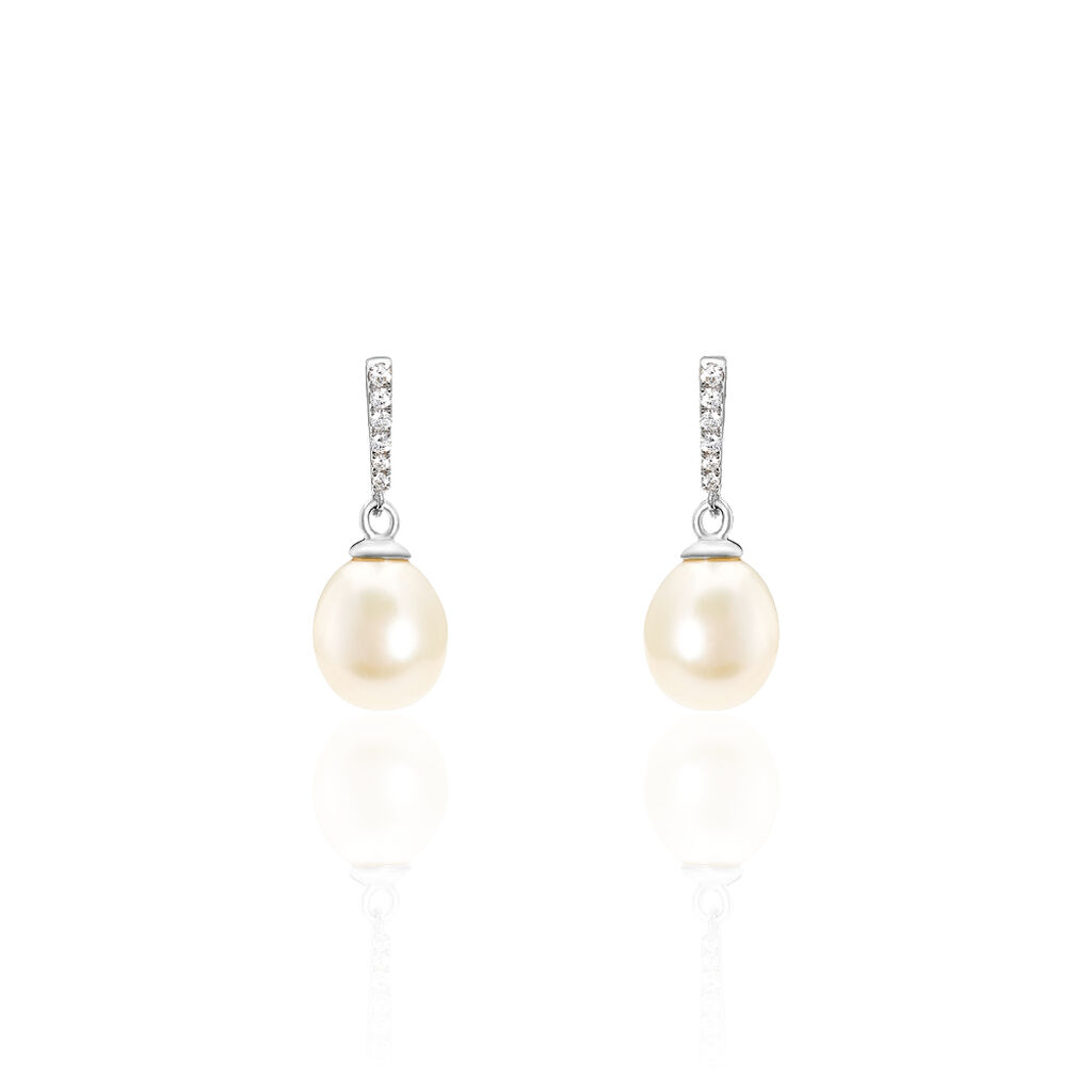 Boucles D'oreilles Pendantes Coria Argent  Perle De Culture Et Oxyde