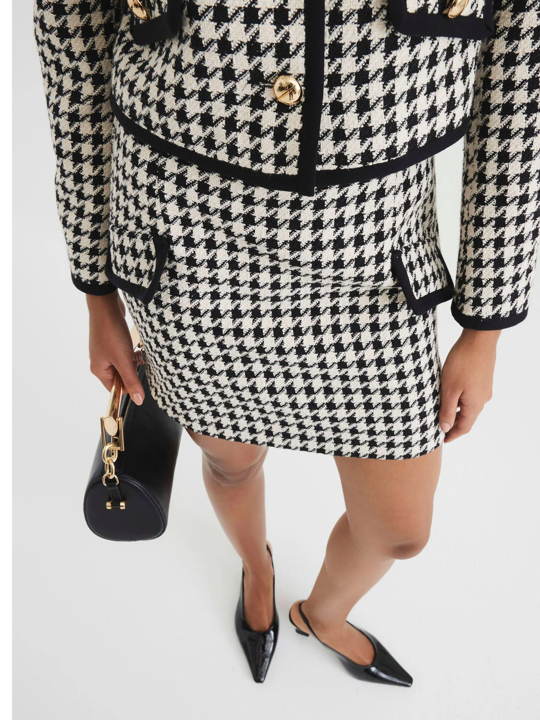 River Island Mono Boucle Mini Skirt