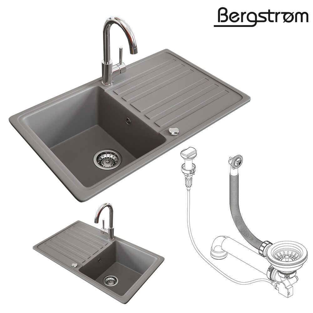 Bergström Granit Spüle Küchenspüle Einbauspüle Spülbecken 765x460mm Beton