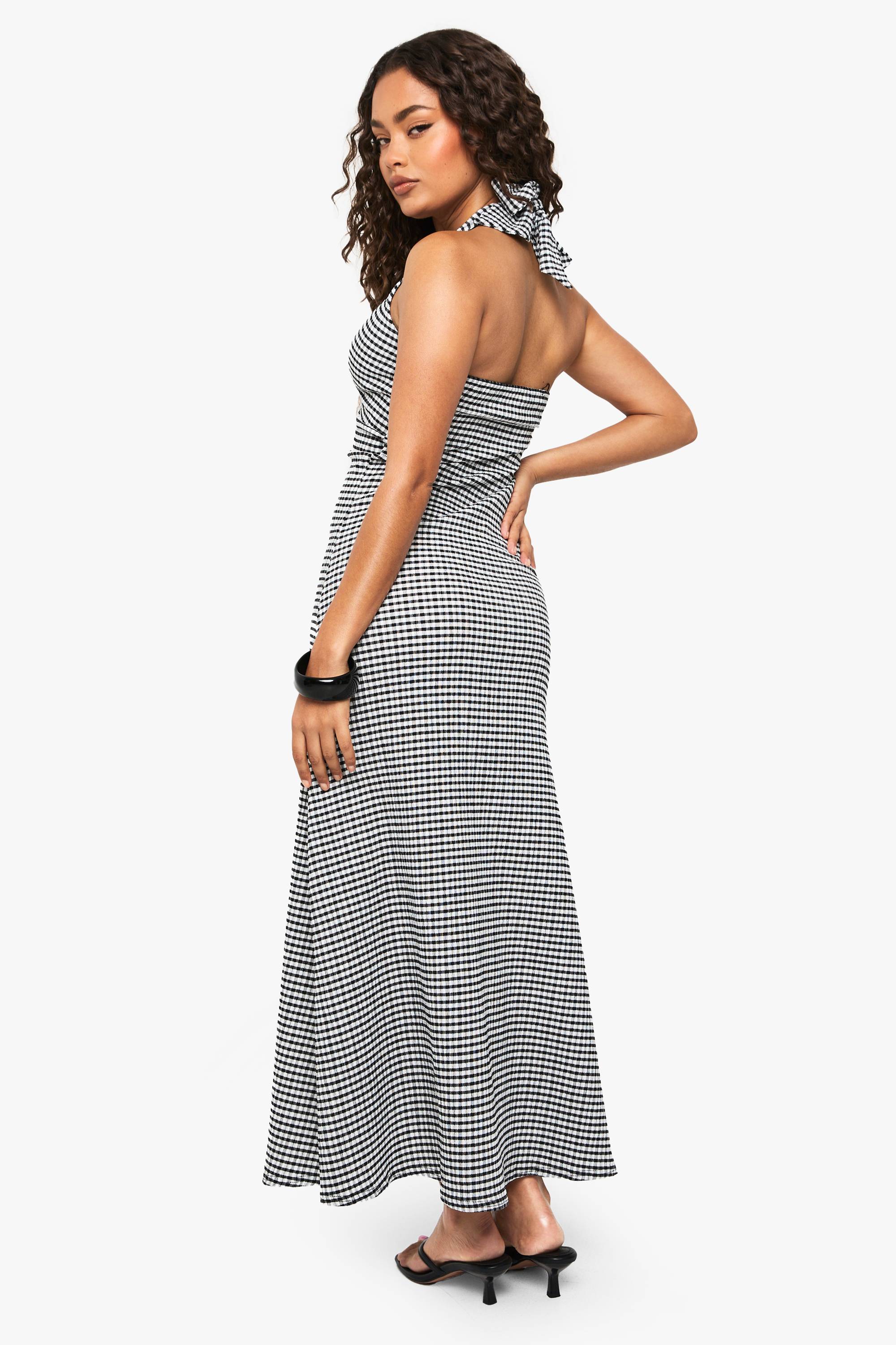 boohoo Robe midaxi en vichy texturée