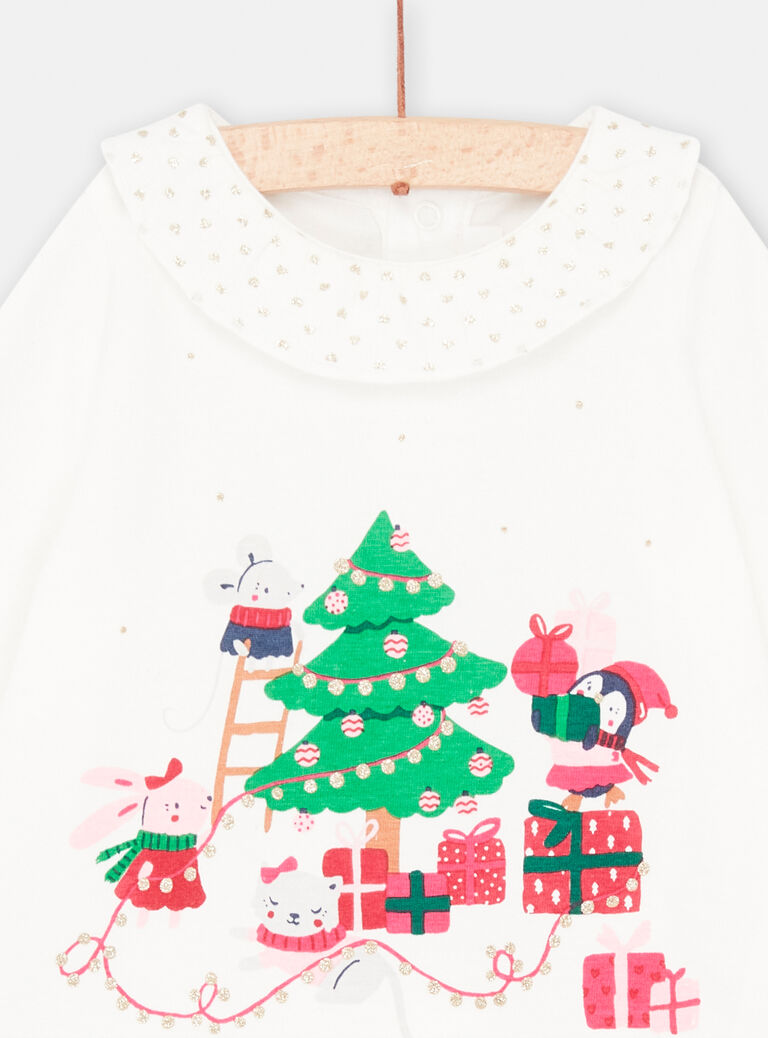 Brassière manches longues thème noel pour bébé fille