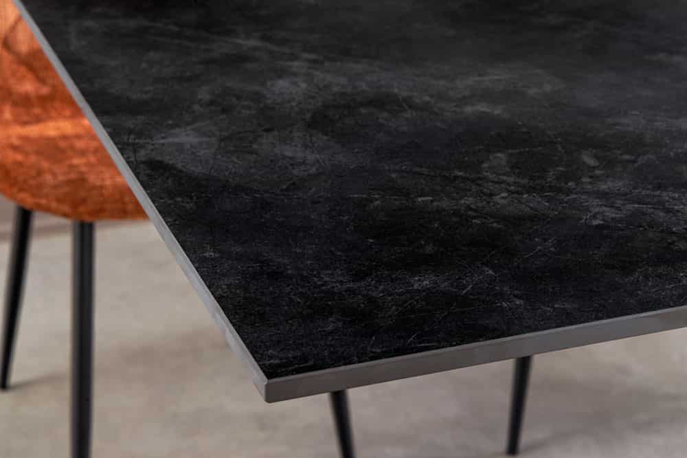 Moderner Esstisch GALAXIE 180cm anthrazit Keramik schwarz Metall Sterngestell
