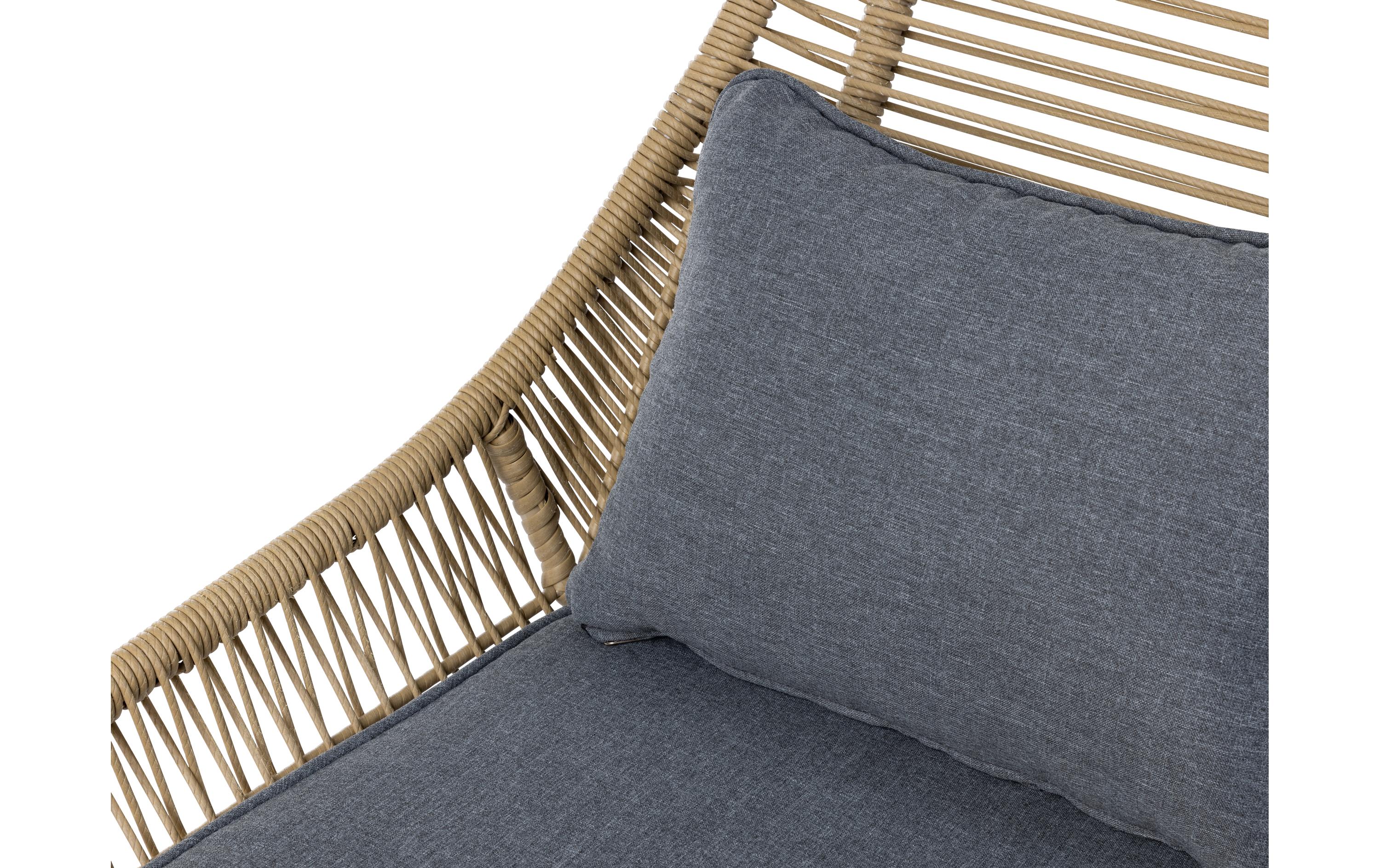 Loungeset Minusio, Beige/Grau, 2 Sitzplätze<br>Zwei Schaukelstühle und ein Tisch für Garten, Terrasse oder Balkon