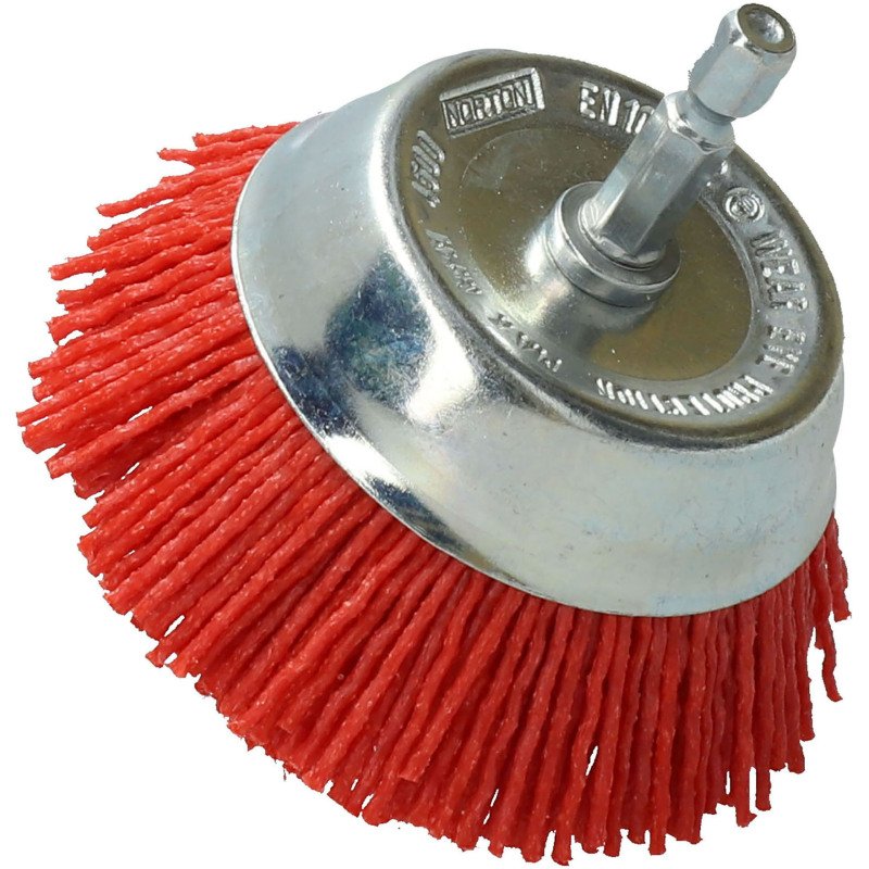 Brosse coupe en nylon rouge Norton Ø 75 mm pour perceuse